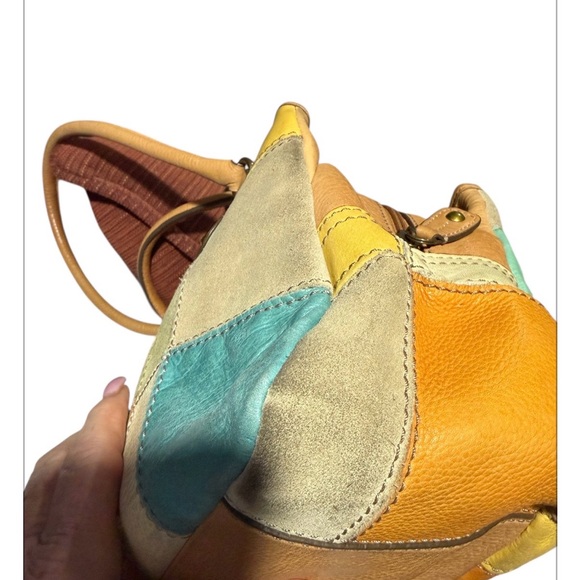 Fossil Rare Vintage Patchwork Leather & Suede  Bag - Multicolor - Picture 9 of 9